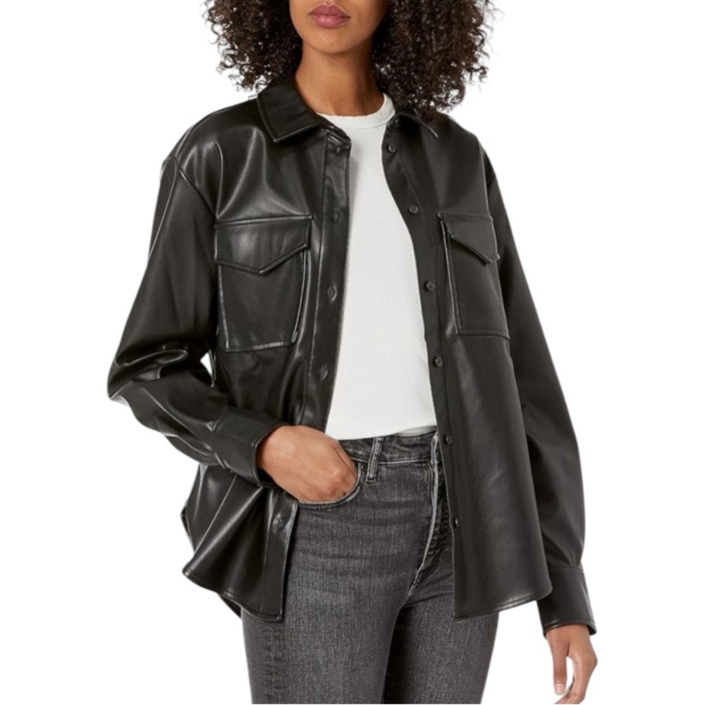 Women's Black Faux Leather Jacket sz XS